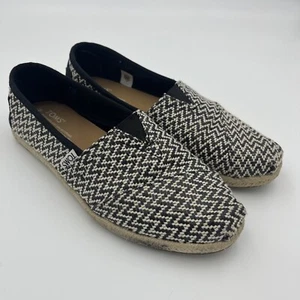 Toms flache Damen-Slipper mit Seil gefüttert schwarz-weiß Größe 8 - Bild 1 von 8