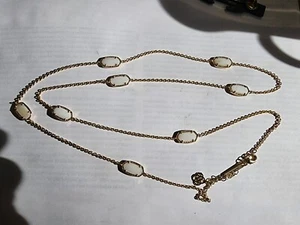 Kendra Scott Kellie Rose Gold Long Ivory Mother Of Pearl Station Necklace 38” - Picture 1 of 6