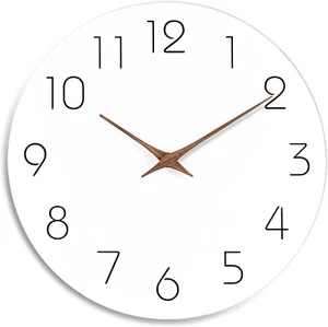 8 Inch White Silent Non-Ticking Wall Clock Battery Operated Minimalist Decor - Picture 1 of 12