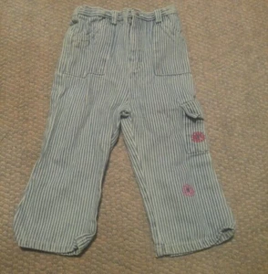 Girls Size 6 Pants Denim Blue & White Stripe Conductor Look  - Picture 1 of 5