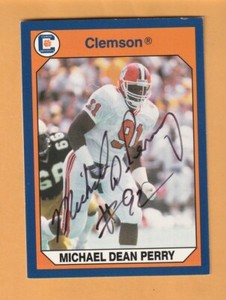 Michael Dean Perry Clemson Tigers AUTO Signed 1990 Card Cleveland Browns 9S