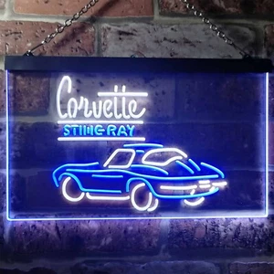 Corvette Sting Ray 2 Colors LED Neon Light Sign for Car Parts Services Garage - Picture 1 of 5