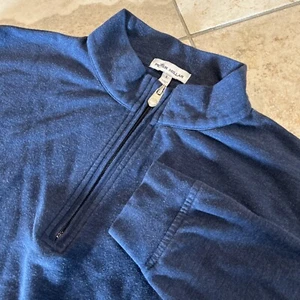 Peter Millar Crown Comfort Interlock 1/4 Zip Mens Large Blue Long Sleeve Peacock - Picture 1 of 8