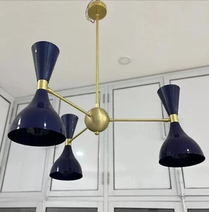 Chandelier 3 Arms 6 Lights Mid Century Light Fixture Italian Light Lamp Decor - Picture 1 of 9