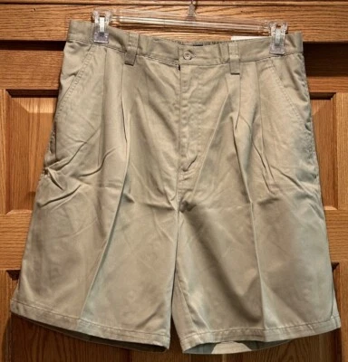 NUEVO Pantalones Cortos John Blair Adjust-A-Band Algodón Caqui Talla 36 Ajustable Frente Plano Foto 1 de 3