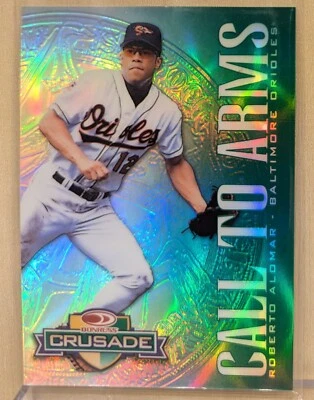 1998 Donruss GREEN CRUSADE CALL TO ARMS Roberto Alomar RARE ICONIC INSERT  /250 - Image 1 of 2
