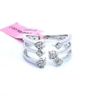 Sterling Silver Ring With Diamond Hearts 0.11 Cttw Size 7.5-8 Expands 3.6 Grams
