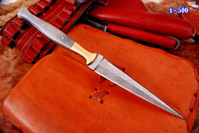 Vintage handmade Damascus double edged dagger boot TOOTHPICK knife - Image 1 of 4