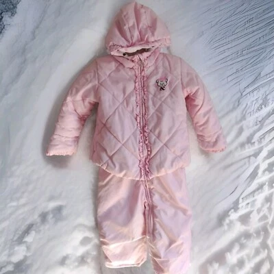 Chaqueta de traje de nieve de dos piezas Zero Xposur rosa a lunares talla 24M para niña Foto 1 de 4