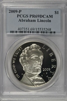 2009-P Abraham Lincoln Commemorative Silver Dollar PCGS PR69DCAM - Image 1 of 3