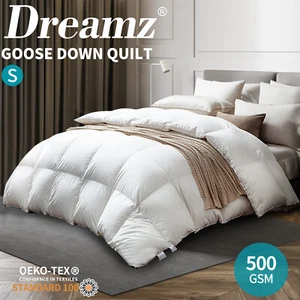 Dreamz 500GSM All Season Goose Down Feather Filling Duvet in Single Size - Picture 1 of 12