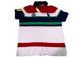 Polo by Ralph Lauren RLYC Yachtsman Polo Shirt, Uomo XL Rosso, Bianco e Blu, Vint - Foto 1 di 14