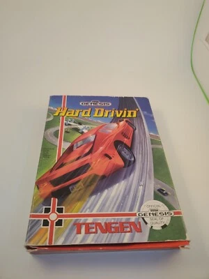 Hard Drivin' Sega Genesis 1991 Tengen Complete CIB W/ Cardboard Box  - Image 1 of 4