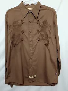 English Laundry Mens M Shirt Brown Royal Lion English Crest Embroidered - Picture 1 of 16
