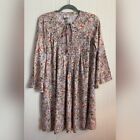 Knox Rose Dress Women?s Medium Pink Floral Pleated Cottagecore Peasant Tie Front