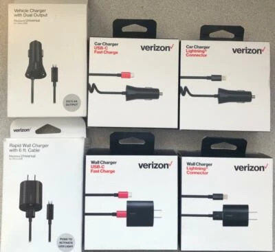 Original Verizon Wall Charger or Car Charger for Micro USB, USB-C, Iphone - Image 1 of 2