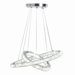 Modern 2 Tier Circular Adjustable Crystal Integrated LED Ceiling Pendant Light 5 - Picture 1 of 24