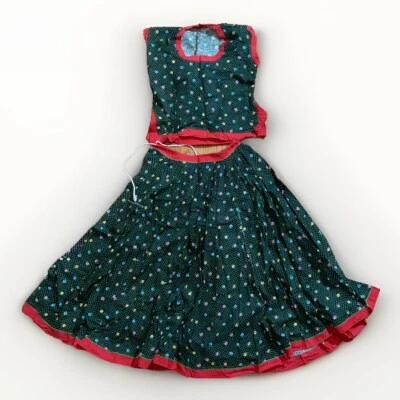 CUTE Kids Cotton LEHENGA 2 Piece Set With Polka Dots And Tiny Flowers - Image 1 of 4