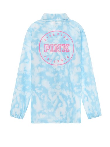 UNDERCOVER Giacca giacca Victoria's Secret rosa Coaches tinta unita blu XSmall nuova con etichette fronte a scatto