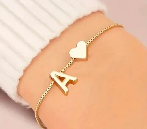 Initial Heart-Letters A-Z-Bracelet-Custom Bracelet-Dainty Jewelry - Picture 1 of 47