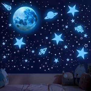 603 Stück Leuchtsterne Kinderzimmer Sterne Mond Leuchtend Aufkleber Wandsticker - Bild 1 von 7