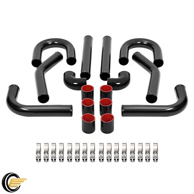 Kit de intercooler turbo de aluminio universal de 8 piezas de 2,5" + acoplador hágalo usted mismo negro Foto 1 de 4