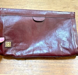 Vintage Borelli Collection Leather Clutch Purse Wine Burgundy Oxblood Red NEW - Picture 1 of 12