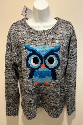 Suéter JOLT Nordstrom Mujer MEDIANO Gris Azul Búho Tejido Manga Larga Alto Bajo Foto 1 de 4
