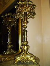 Antique Candlestick Florentine Of 700 IN Bronze A 7 Fireside Height 28 11/16in
