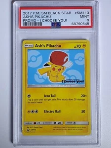 2017 Ash's Pikachu SM113 Black Star Promo "I Choose You" - PSA 9 - Picture 1 of 2