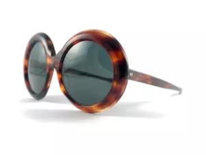 VINTAGE MAY MASK ROUND OVERSIZED TORTOISE 1970'S SUNGLASSES MADE IN USA - Picture 1 of 11