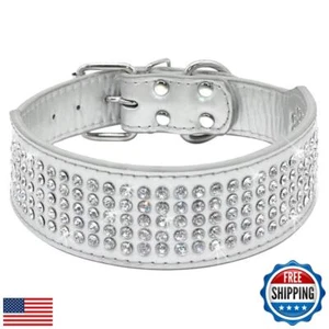 Berry Pet Rhinestones Dog Collars - 2 Width with 5 Rows Full Sparkly Crystal  - Picture 1 of 5