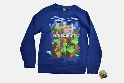 Minecraft Jóvenes Niños Escena de Acción Azul Sudadera Ligera Nueva S, M, L Foto 1 de 4