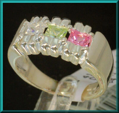 Multicolor Zirkonia Ring 925 Sterling Silber Gr. 56 - Bild 1 von 4