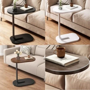 C Shaped End Table Slide Under Couch Sofa Bed Small Snack Side Tables Nightstand - Picture 1 of 21
