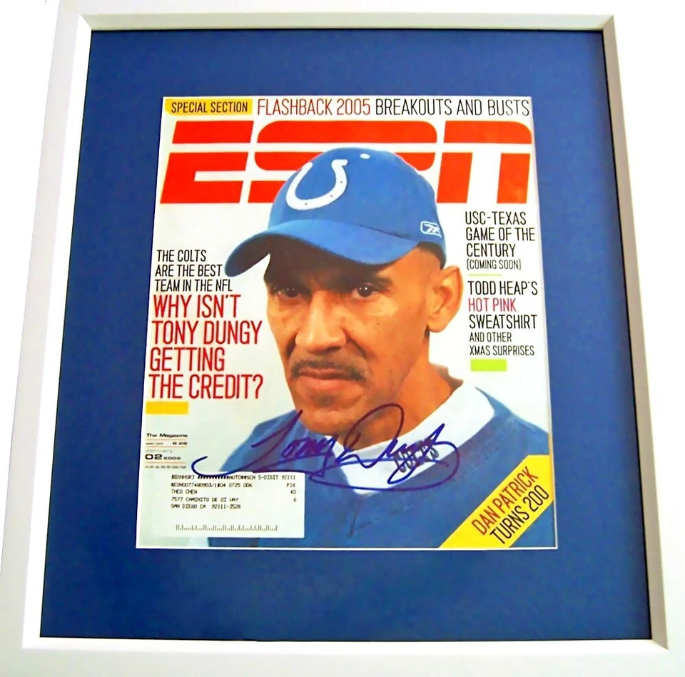 Tony Dungy autographed auto signed 2006 Colts ESPN Magazine cover framed JSA COA - Image 1 of 1