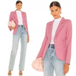 Blazer Duchessa Classico Smythe Lana Monopetto Bottone Revolve Rosa Donna 2 - Foto 1 di 10