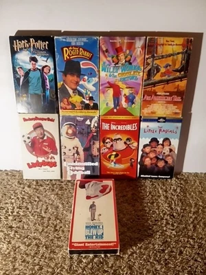 Kids Movie VHS Tape Lot Of 9 Ladybugs Willy Wonka Harry Potter  - Image 1 of 4