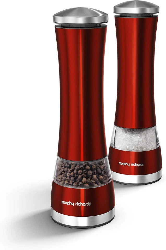 Morphy Richards 974221 Accents Electronic Salt and Pepper Mill Set, Red, Stainle - Image 1 of 3