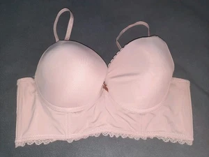 Daisy Fuentes Longline Boned Push-Up Bra 38C Underwire Taupe - Picture 1 of 4