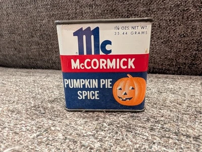Vintage McCormick Pumpkin Pie Spice Tin Metal Lid Jack-O-Lantern Halloween  - Image 1 of 4