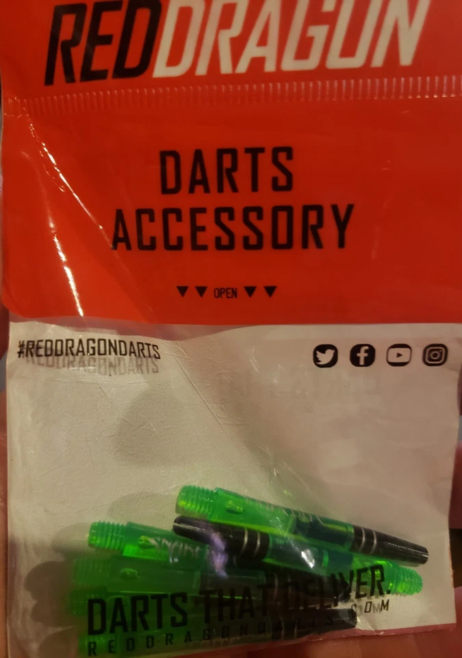 6-Red Dragon Peter Wright Snakebite - Nitrotech Medium Green Dart Shafts-Polycar - Image 1 of 1
