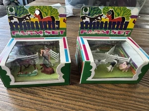 2 NOS Vtg Hong Kong Mini Plastic Miniature Farmer Animal Farm Play Set HO MILKER - Picture 1 of 4