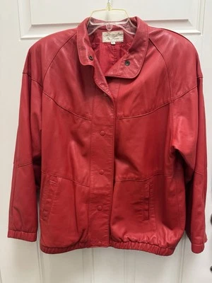 Винтажное женское красное кожаное пальто Giovinezza Moda от Rocco NewYork размер большой - Изображение 1 из 4