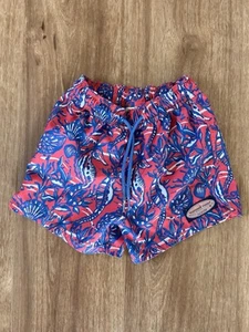 Vineyard Vines Size 4T Swim Trunk, Lined, Red & Blue Seahorse Ocean Print - Picture 1 of 6