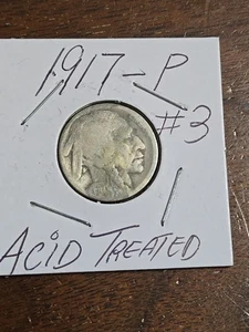 1917 P Buffalo Nickel #3 Acid Treated - Picture 1 of 5