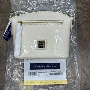 NWT Dooney and Bourke Patent Leather Domed Crossbody Bag Ivory W/ Strap NEW - Picture 1 of 7