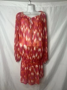 Jones New York Women Red White long Sleeve Sheer Swimsuit Cover-up Dress XL - Picture 1 of 18