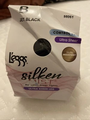 Calça Leggs Control Top Silken Mist Ultra Transparente Perna TAMANHO B Jet Preta Mangueira Dam BX - Imagem 1 de 2
