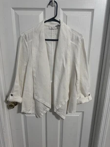 Chicos Women’s Size 2 Ivory 100% Linen Jacket - Picture 1 of 4